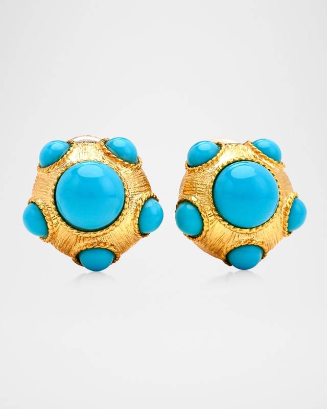 Turquoise Resin Cabochon Clip-On Earrings